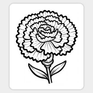 Black And White Carnation Design Sticker